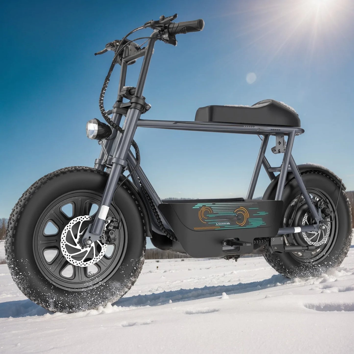 Peak 819W Electric Scooter with Seat for Adults 16 Inch Fat Tire All Terrain Commuter Ebike for Teens with Carry Basket