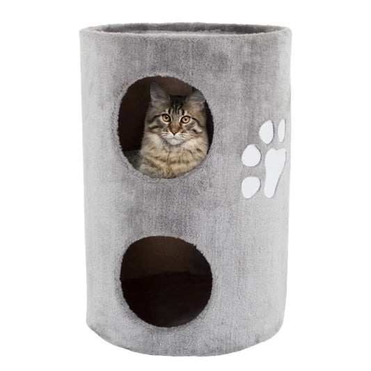 20.5-in Cat Condo - Gray 2-Story Pet House with Scratching Pad