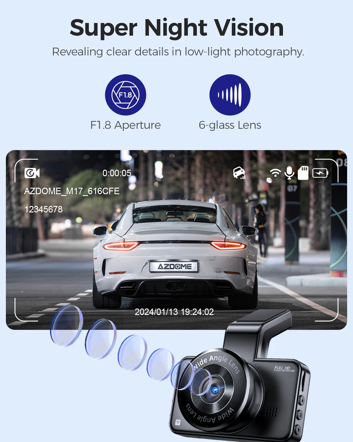 AZDOME Dash Cam M17 1080P Front Cam with ADAS GPS DVR - Great Outdoors and More 25